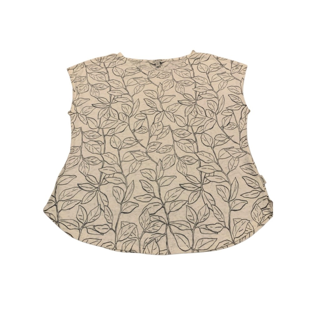 ORVIS Small Linen Blend‎ Leaf Print Top Relaxed Fit